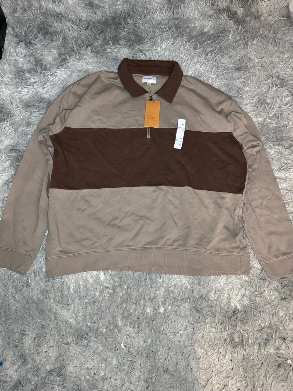 Goodfellow & Co Men’s Vintage Quarter Zip Sweatshirt - Brown Size XXL NWT
